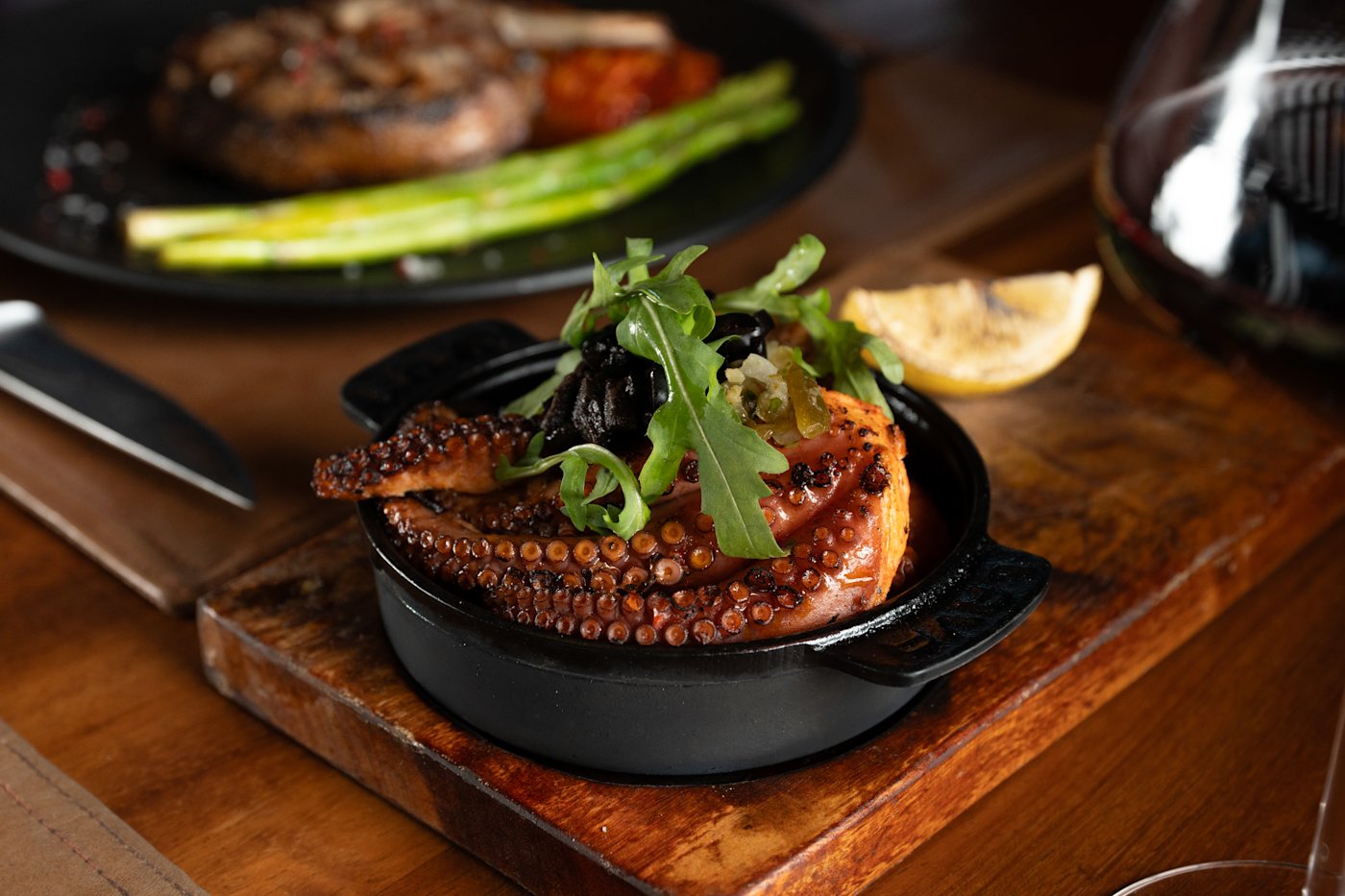 Grilled octopus with lemon at Auma, Hilton Cancún